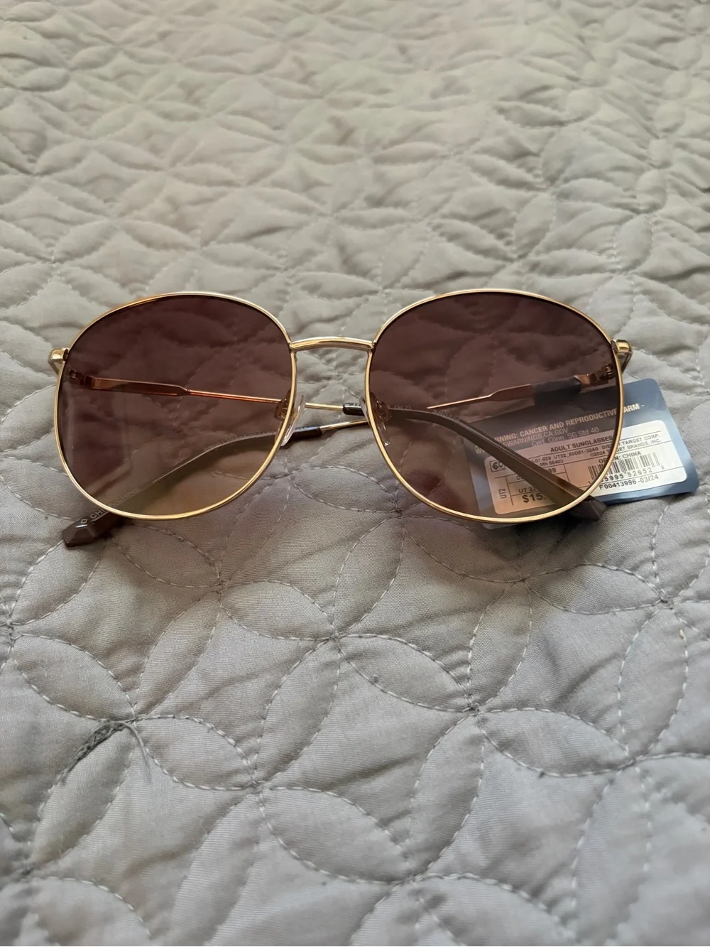Universal Thread Gold Round Sunglasses with Brown Lenses